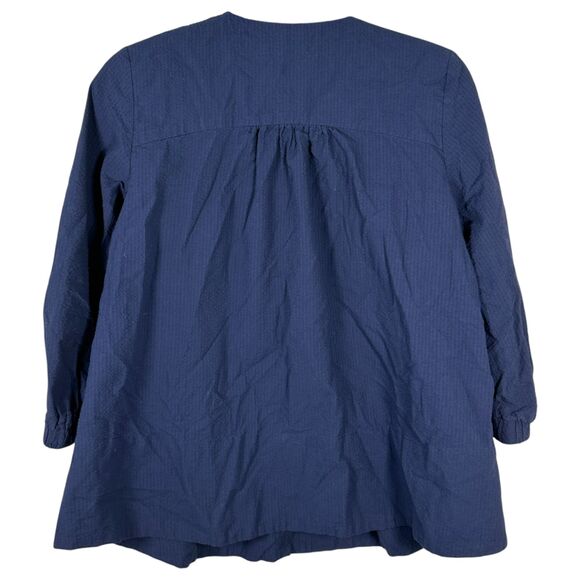 Pomander Place Tuckernuck Kieran Seersucker Blouse Navy Blue Size Small - Picture 7 of 7